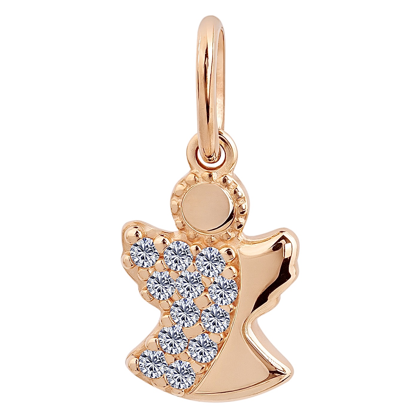 картинка Подвес "Ангел" из красного золота с фианитами, 10174490