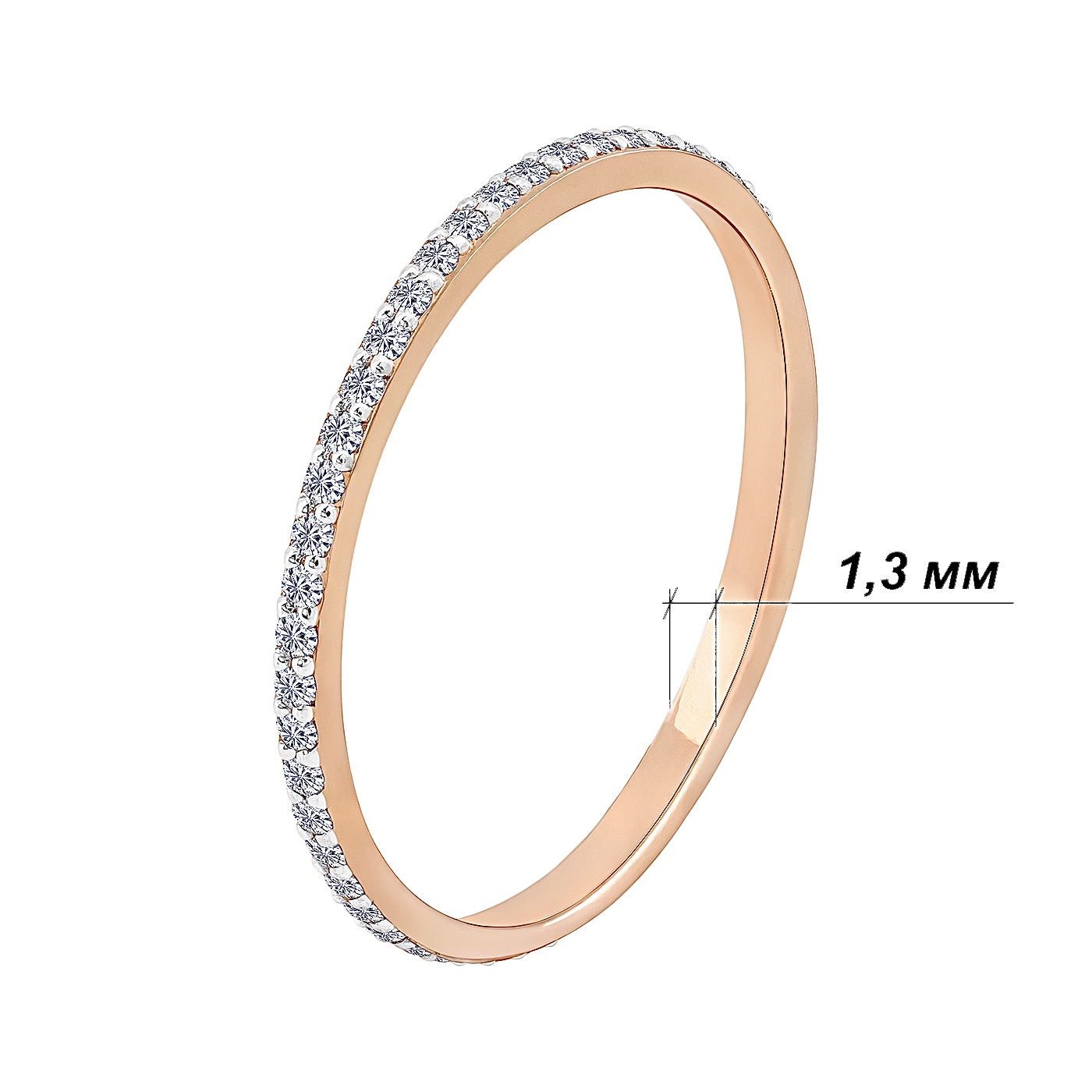 картинка Каблучка доріжка з фіанітами із червоного золота, 10421407