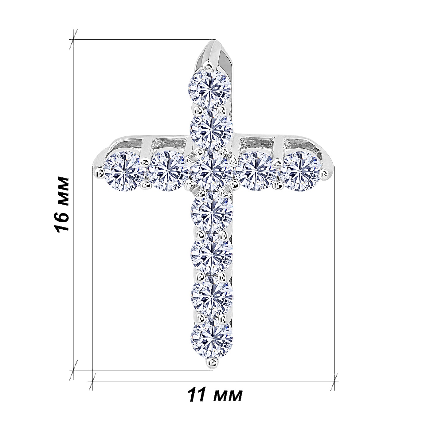 картинка Хрестик  із білого золота з діамантами, 10489057