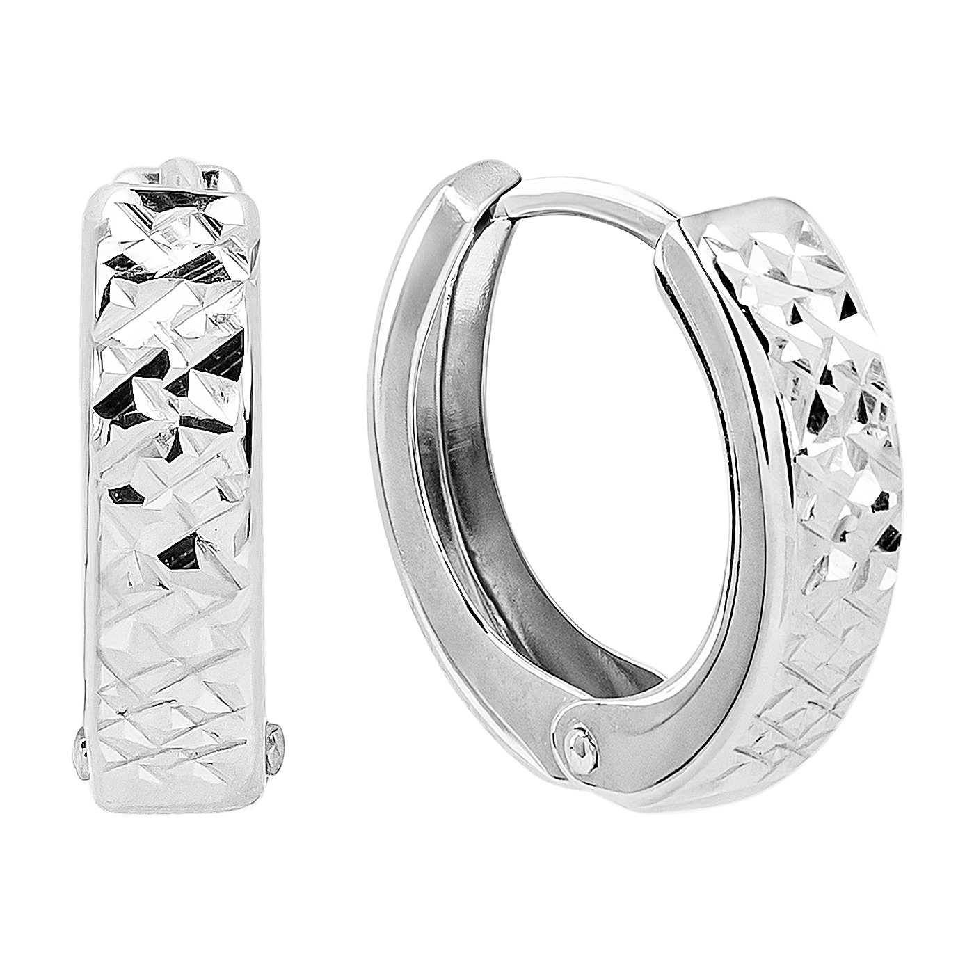 картинка Серьги конго с алмазной гранню из белого золота, 10513730