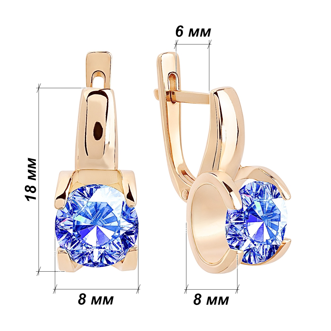 картинка Сережки із червоного золота з топазом swiss, 10487319