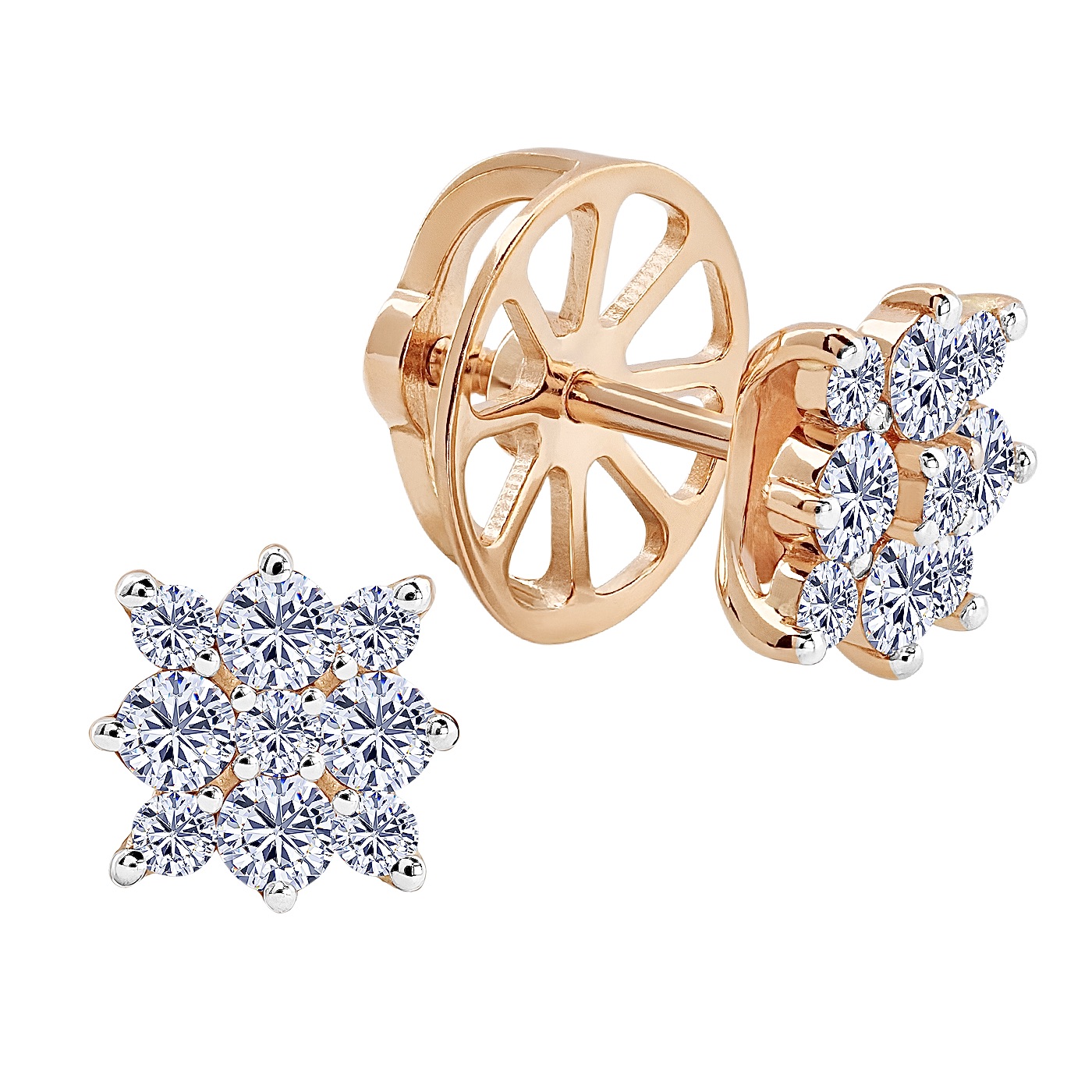 картинка Сережки гвіздочки з діамантами із червоного золота, 10528723