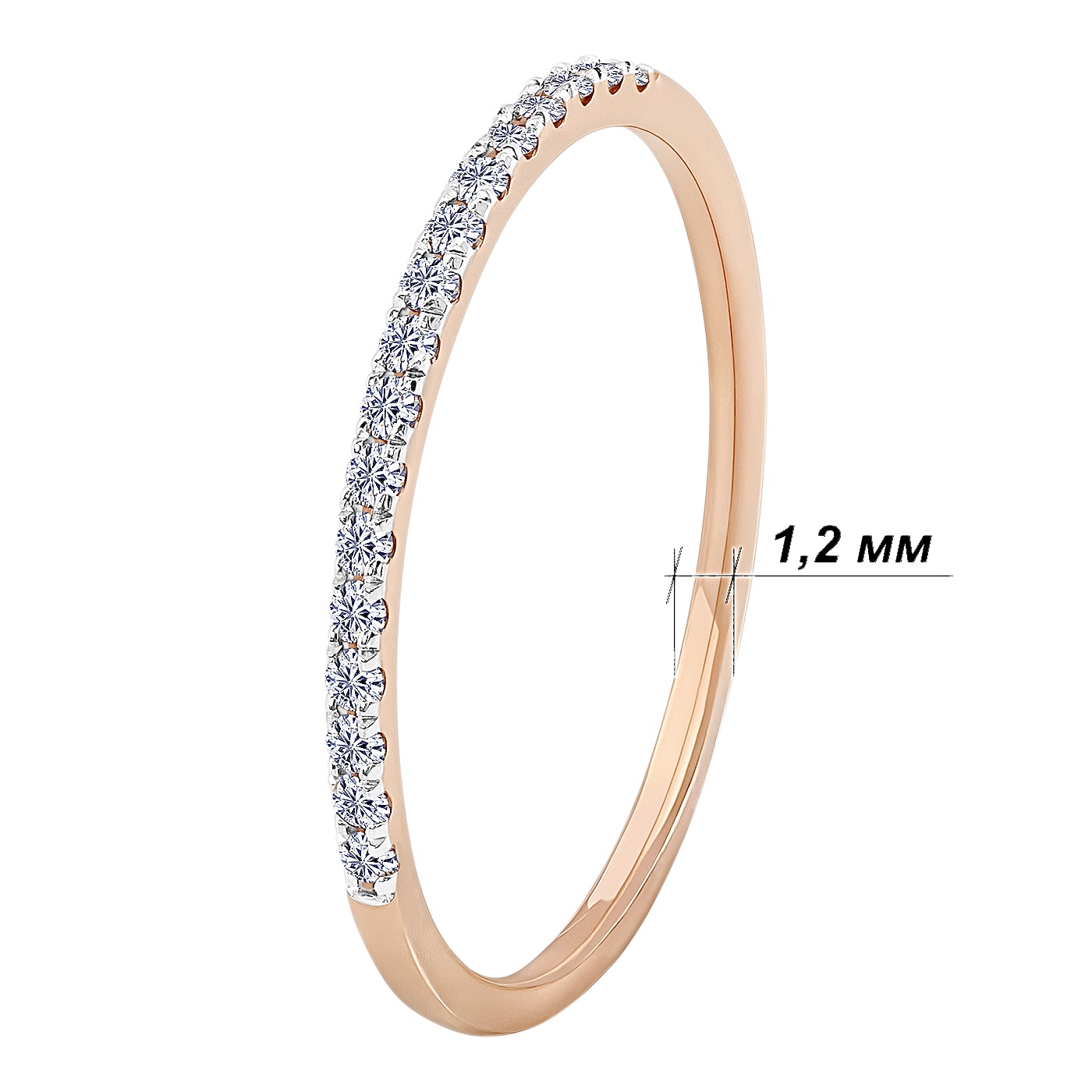 картинка Каблучка з доріжкою діамантів із червоного золота, 10272863