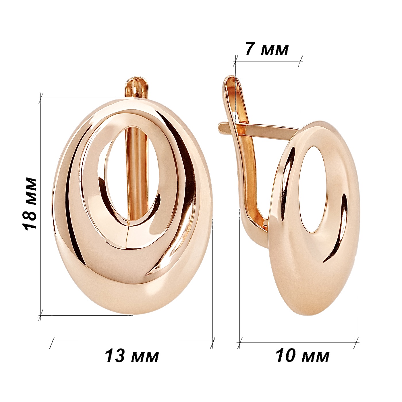 картинка Золоті геометричні сережки без вставок, 10528492