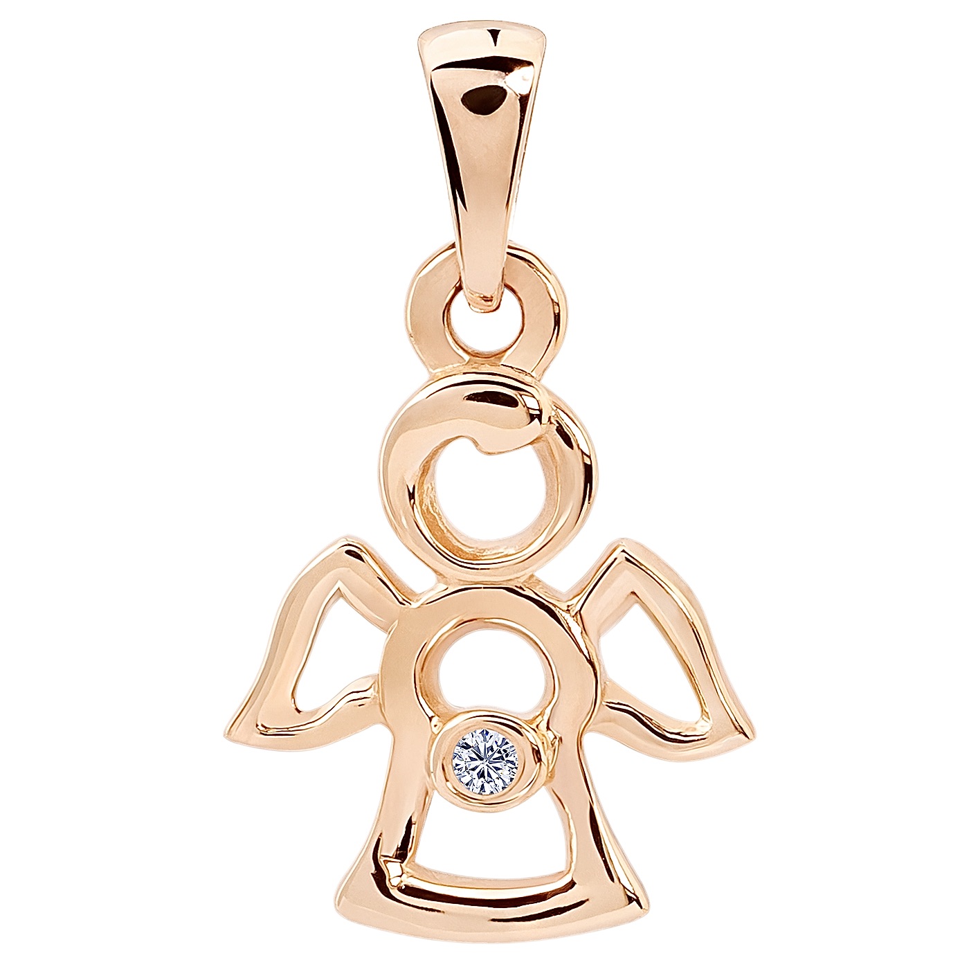 картинка Підвіс "Янгол" із червоного золота з фіанітом, 10463053