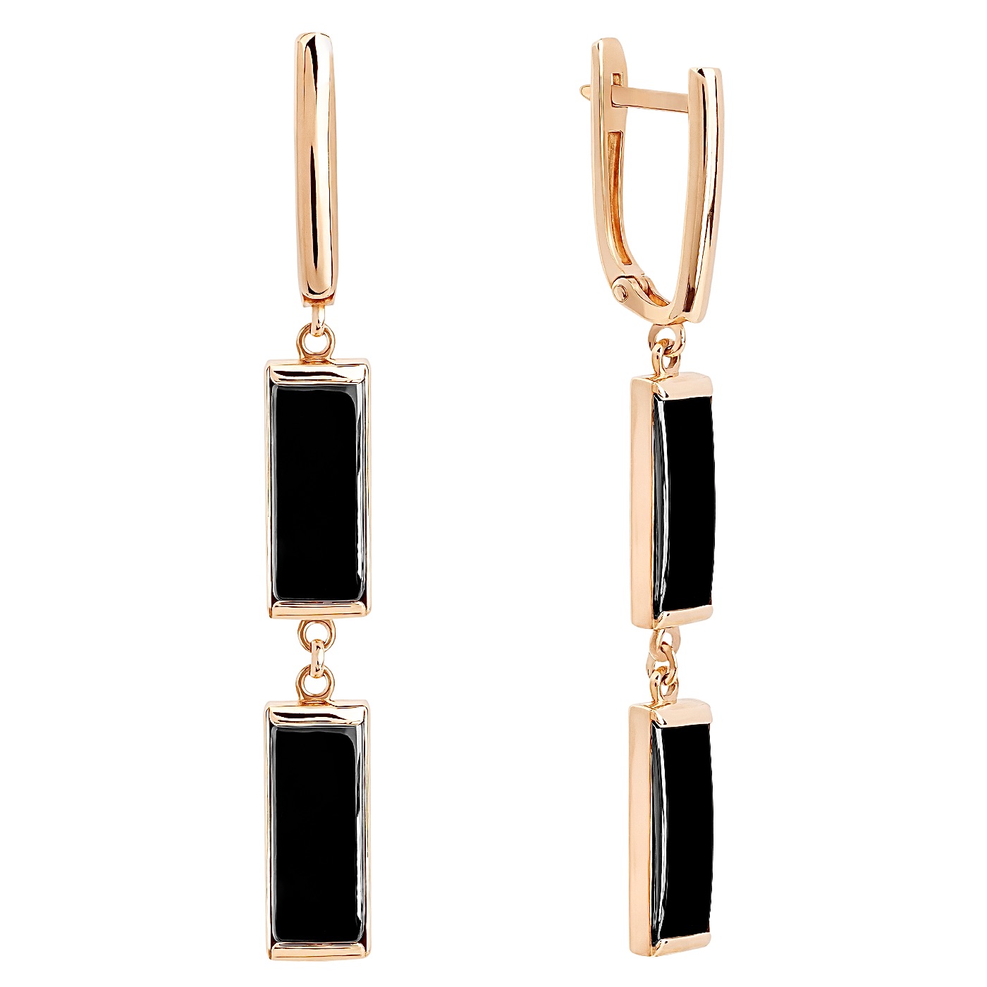 картинка Серьги с подвесками из красного золота с ониксом, 10497758