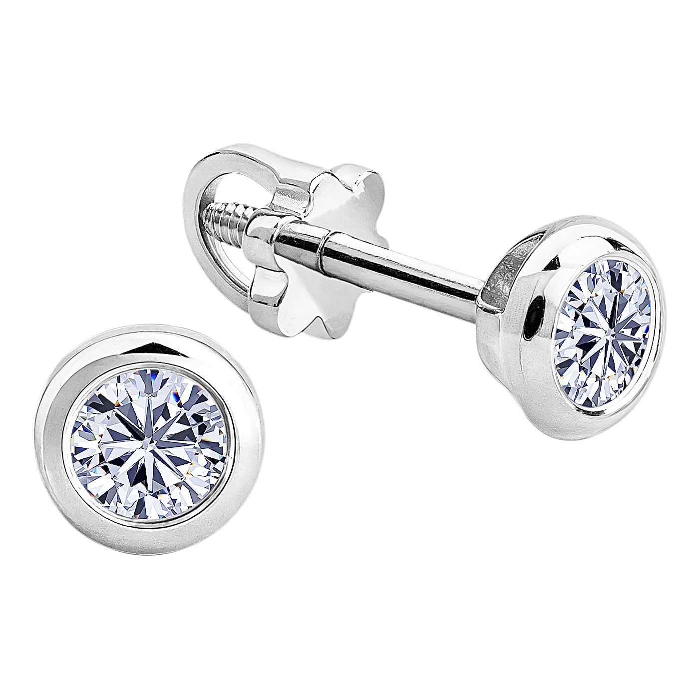 картинка Сережки гвіздочки із білого золота з фіанітами, 10498869