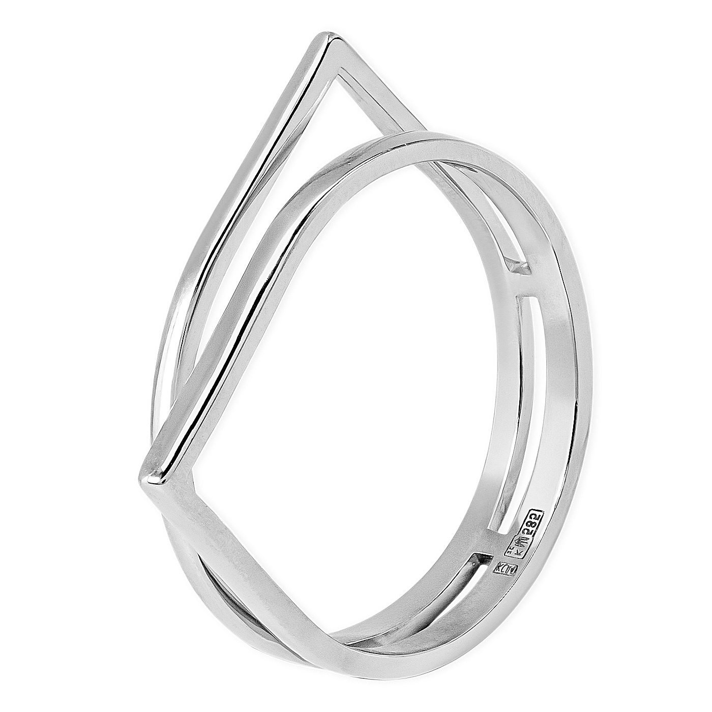 картинка Двойное геометрическое кольцо из белого золота, 10514951