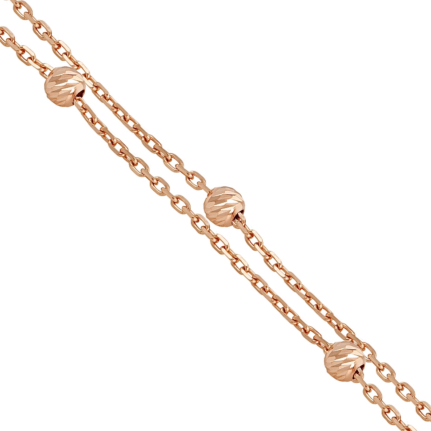 картинка Золотой двойной браслет якорного плетения с шариками, 10537105