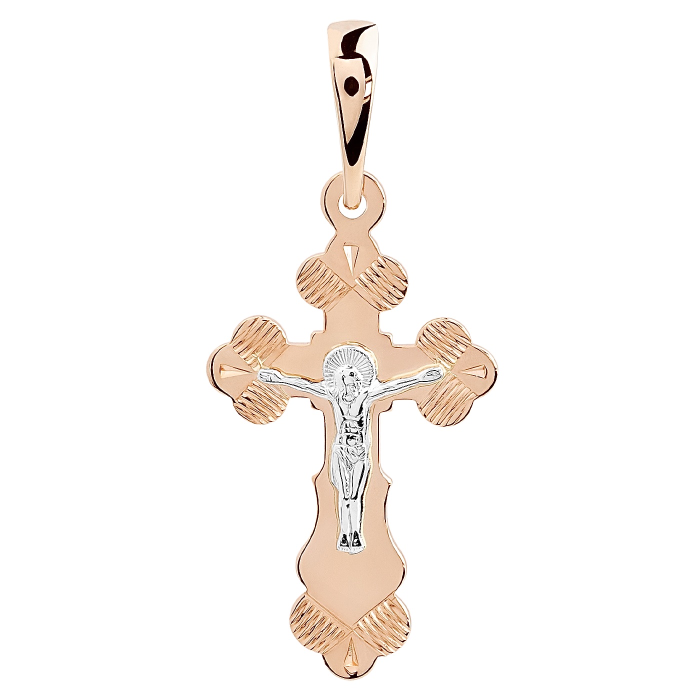 картинка Крестик из комбинированного золота с алмазной гранью, 10144988