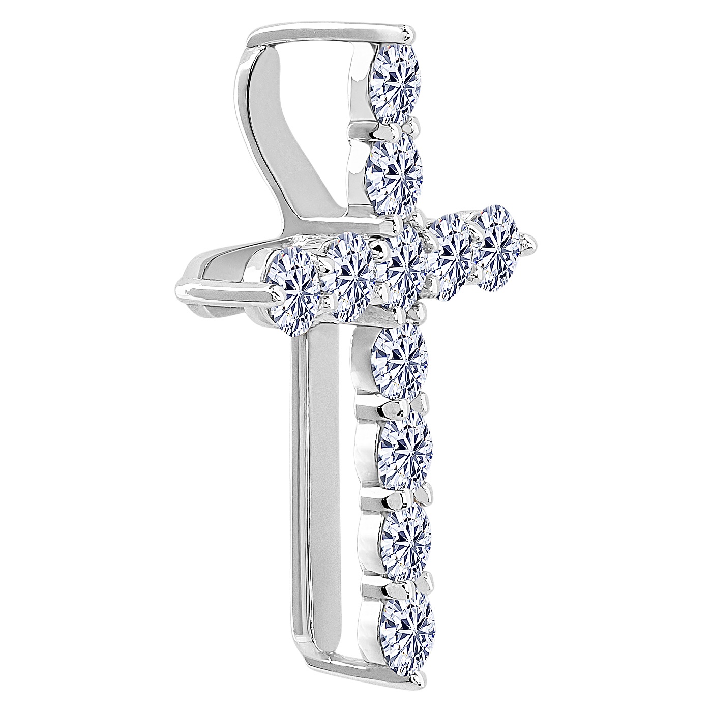 картинка Хрестик із білого золота з діамантами, 10527546