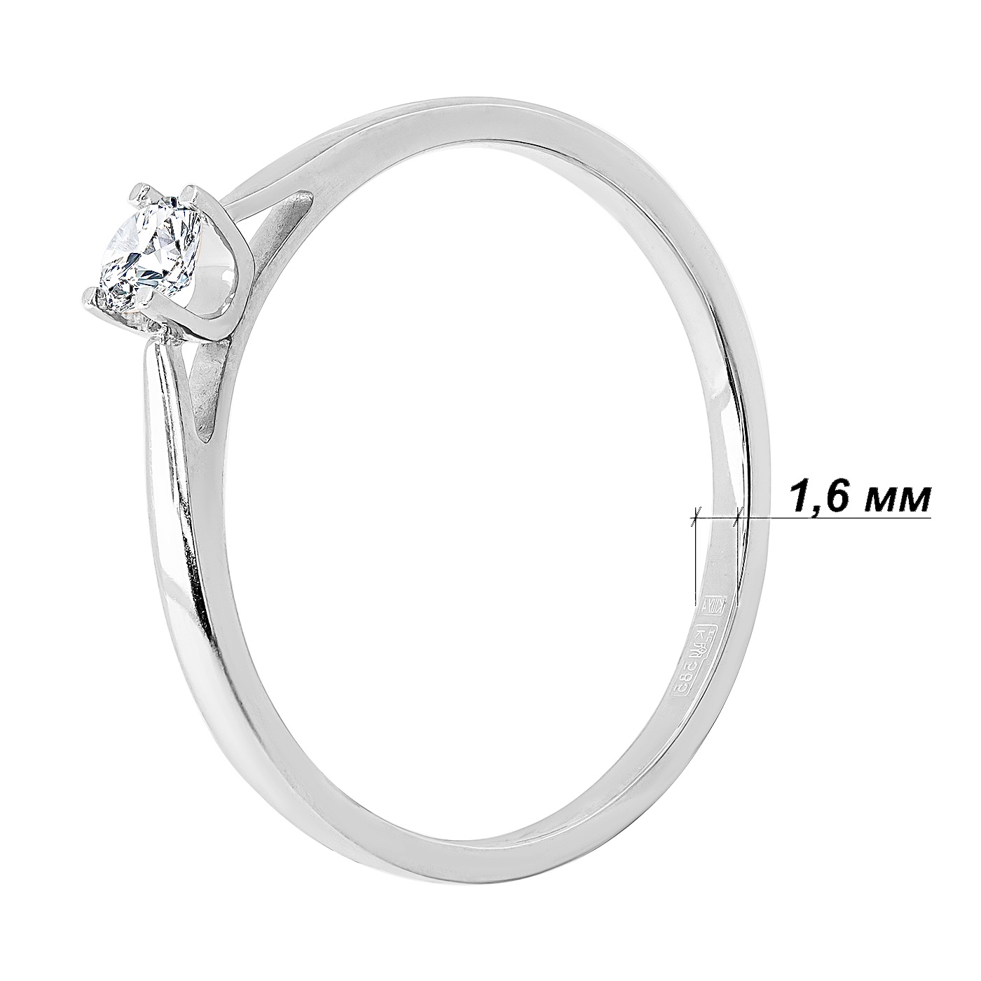 картинка Каблучка з діамантом із білого золота, 10494678