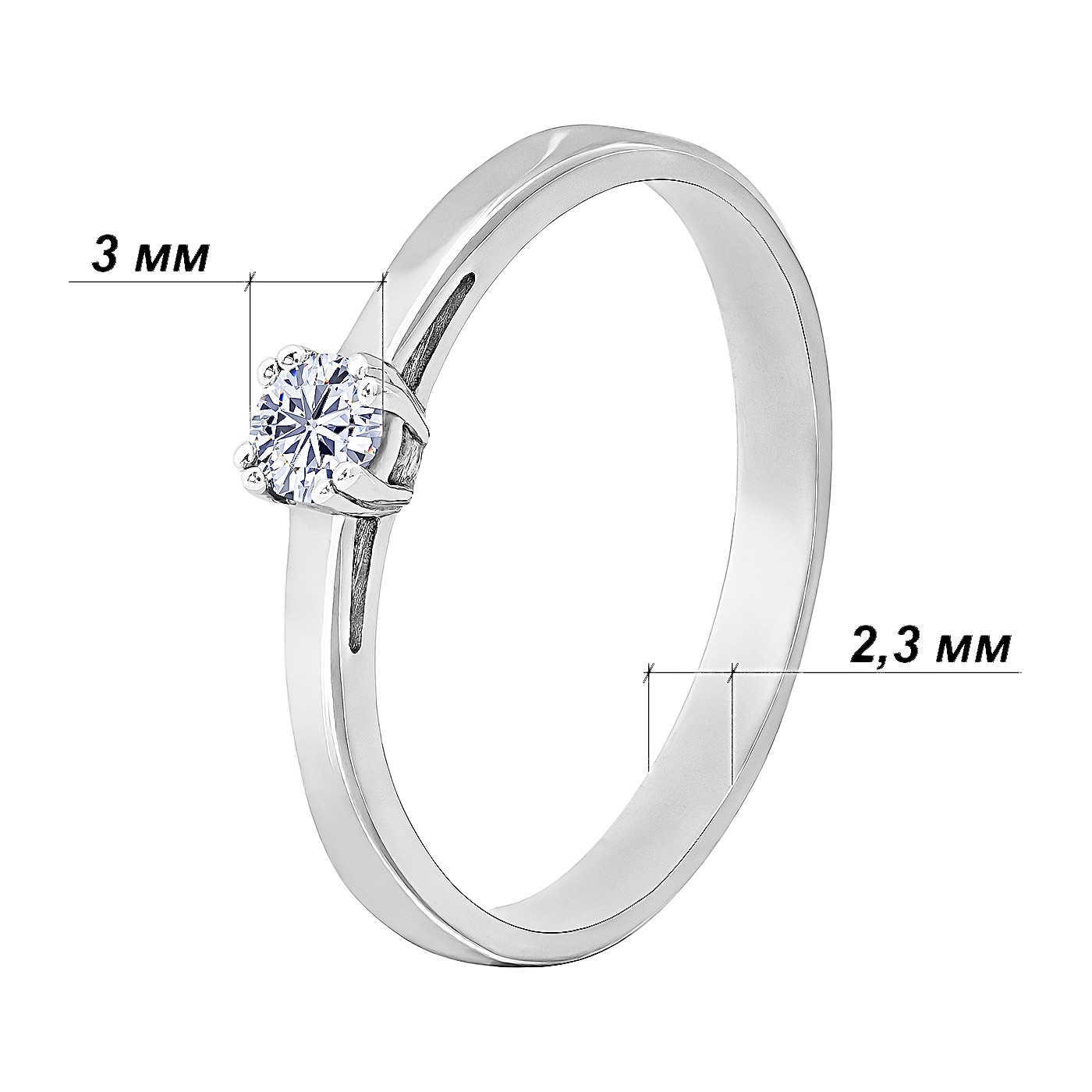 картинка Каблучка з діамантом із білого золота, 10511827