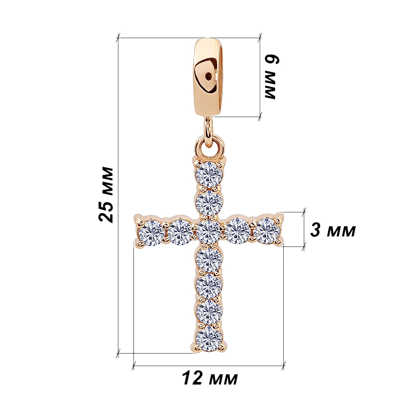 картинка  Крестик из красного золота с фианитами, 10530934