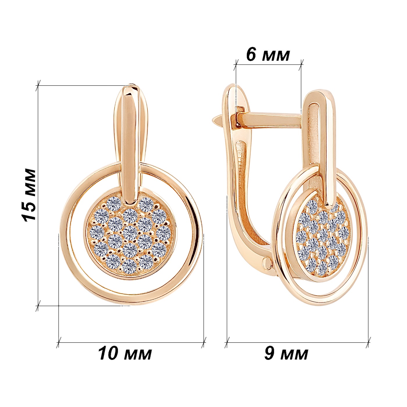 картинка Серьги из красного золота с фианитами, 10488243