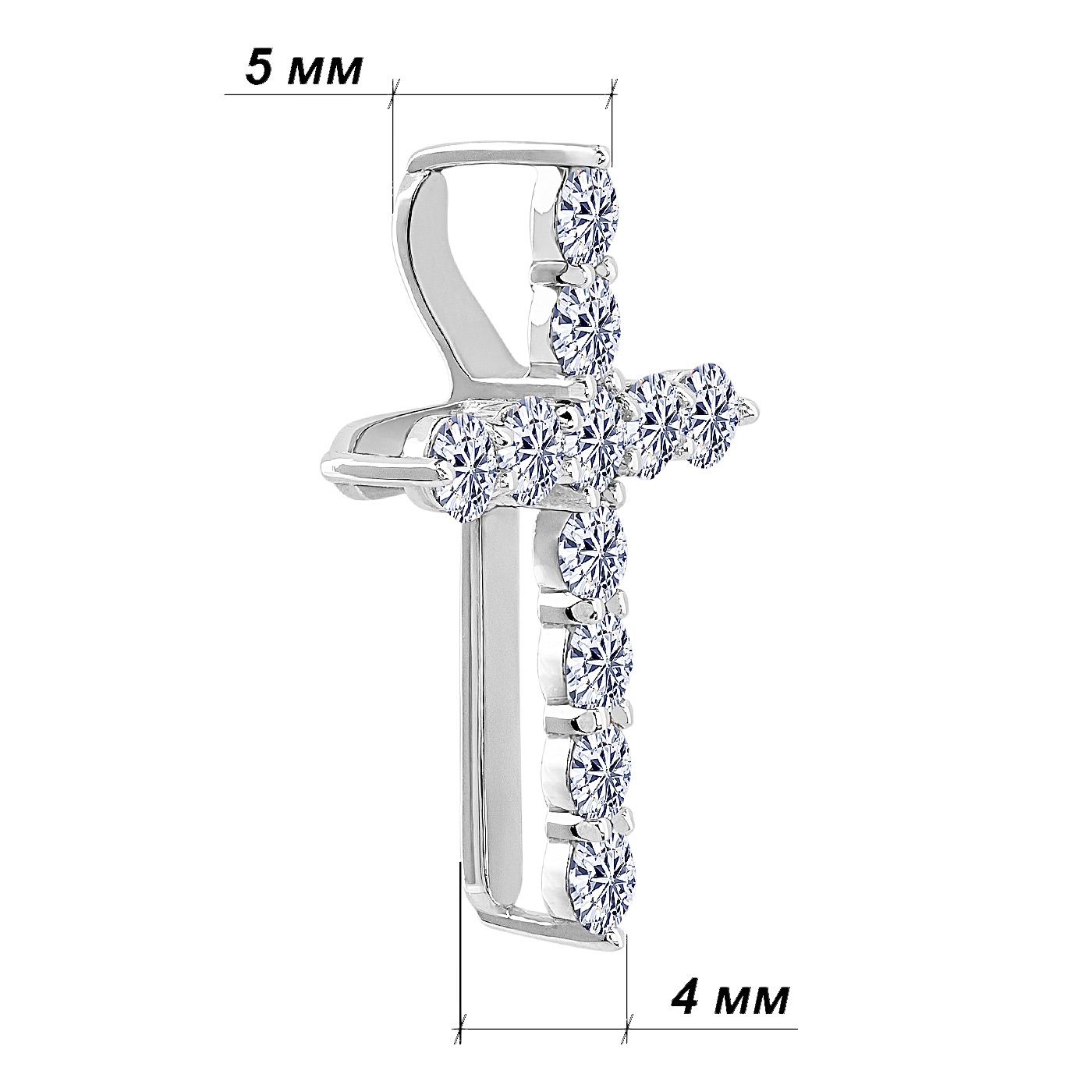 картинка Хрестик із білого золота з діамантами, 10527546