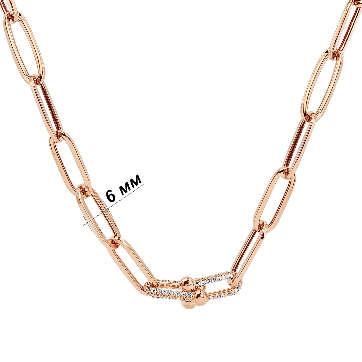 картинка Колье "Звенья" с фианитами из красного золота, 10513609