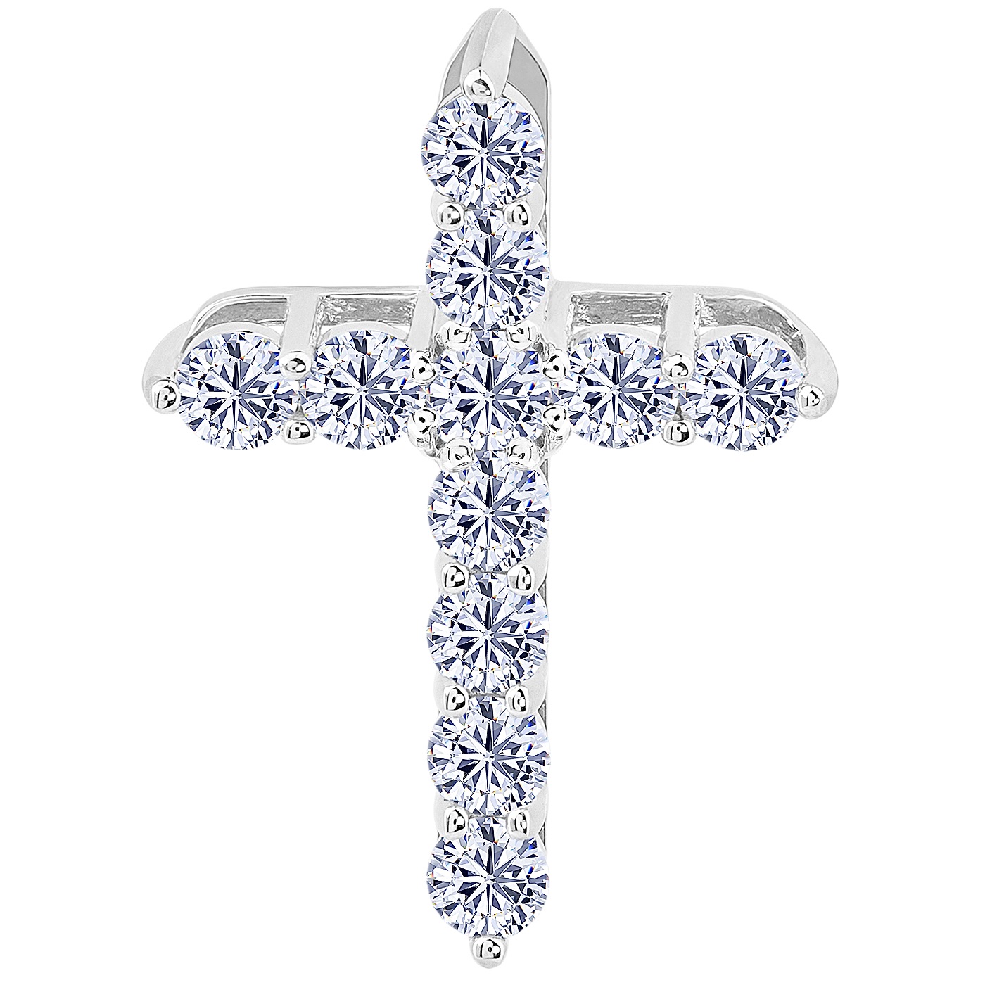 картинка Хрестик із білого золота з діамантами, 10513411