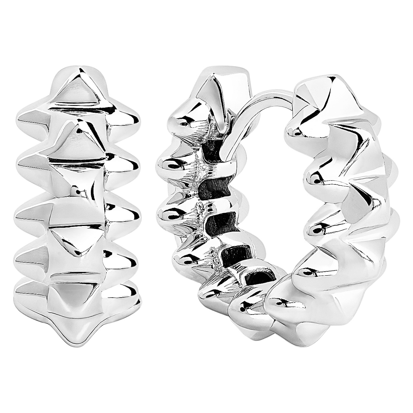 Геометрические серьги конго без вставок из белого золота