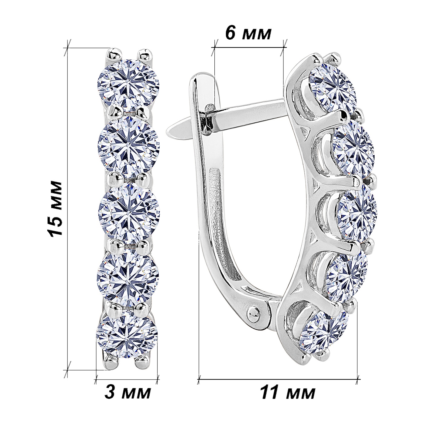 картинка Сережки з діамантами із білого золота 585 проби, 10439920