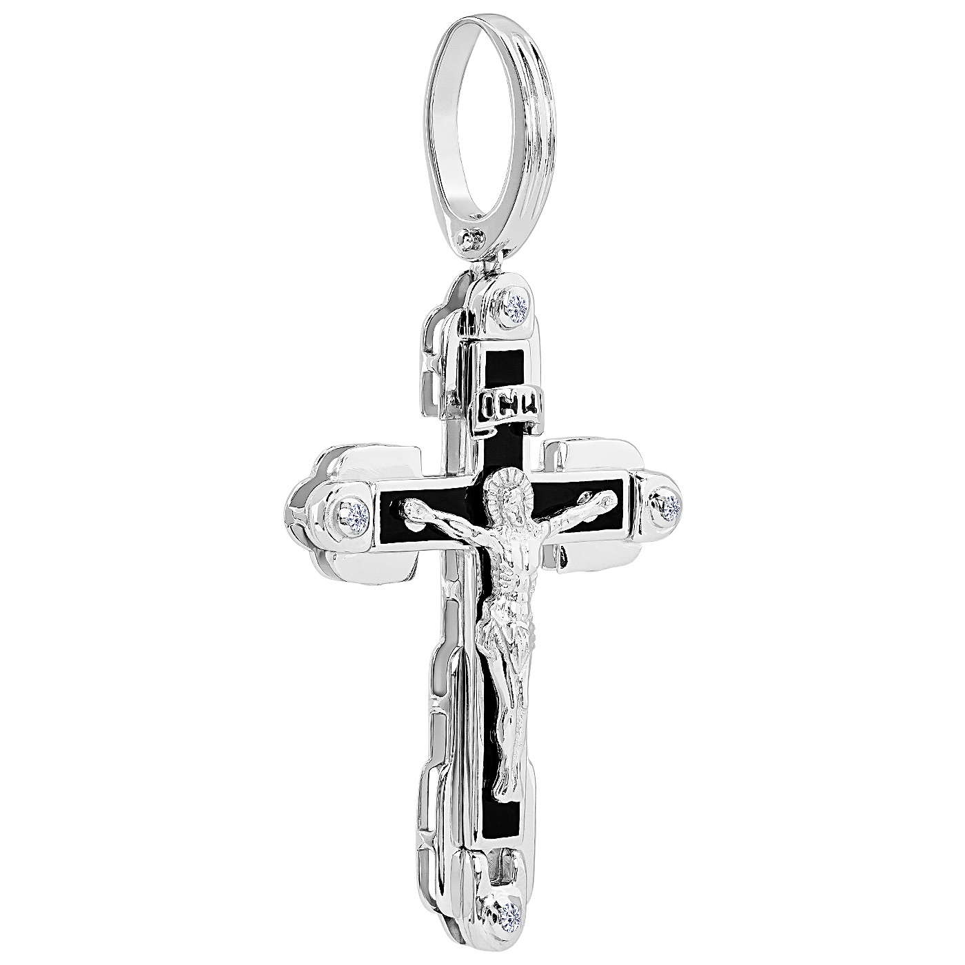 картинка Хрест із білого золота з чорною емаллю, 10223858