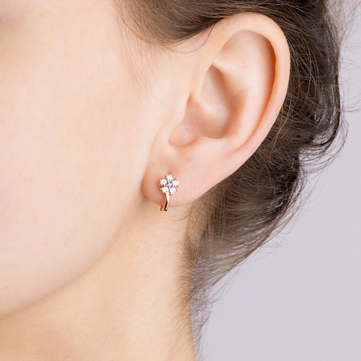 картинка Сережки "Квітка" із червоного золота, 10528151