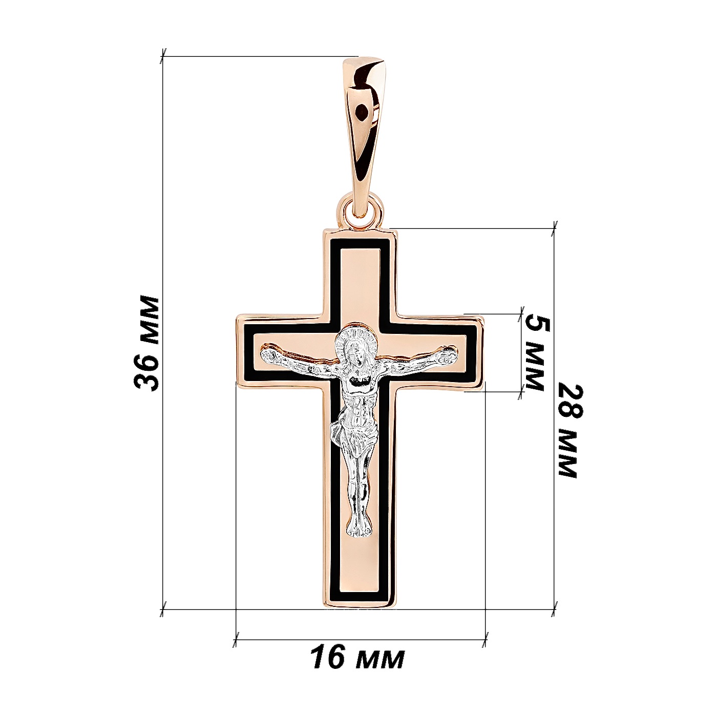 картинка Золотой крестик с черной эмалью, 10516029