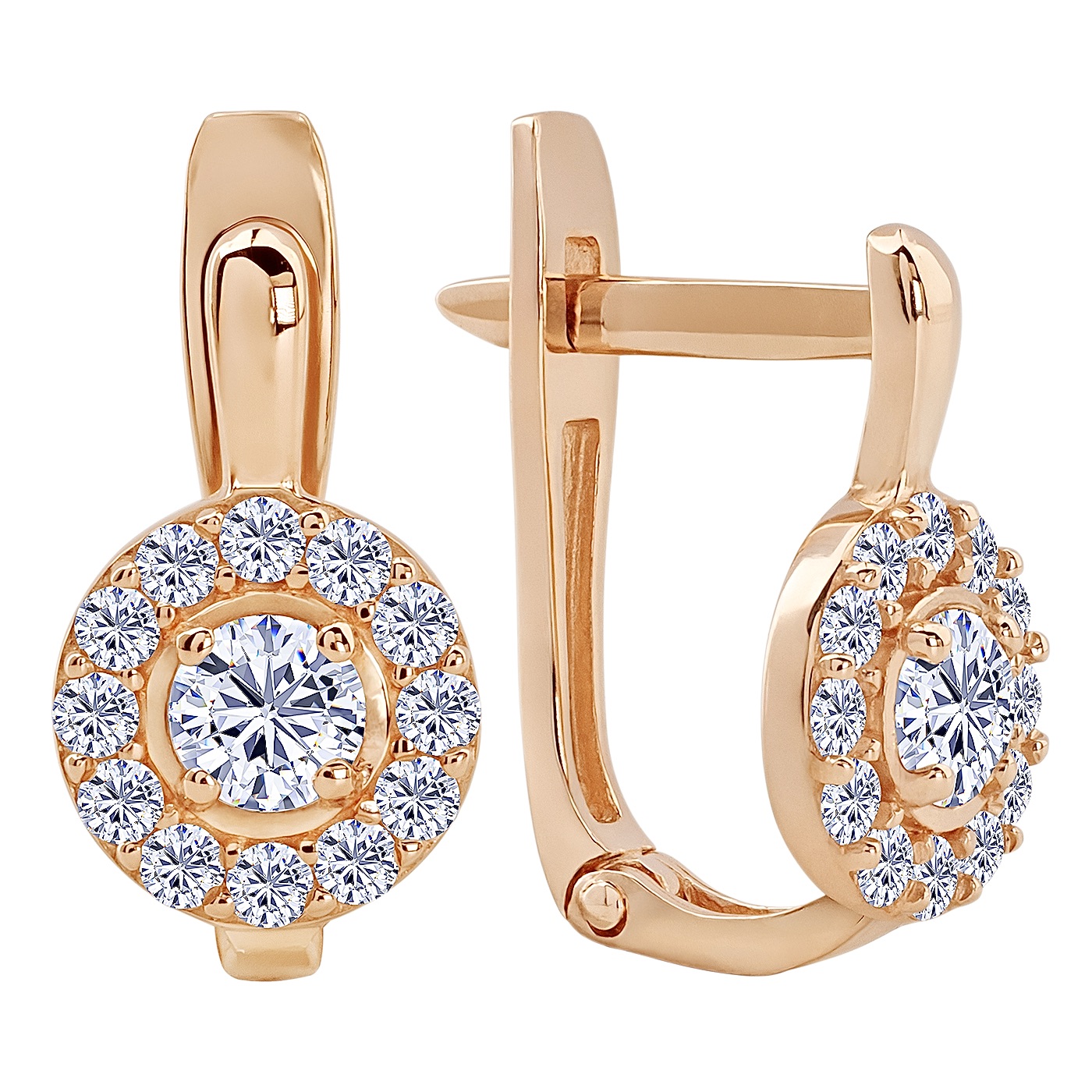 картинка Сережки з фіанітами із червоного золота, 10401684