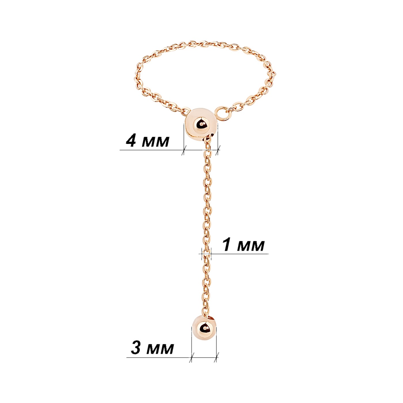 картинка Каблучка-ланцюжок із червоного золота, 10528767