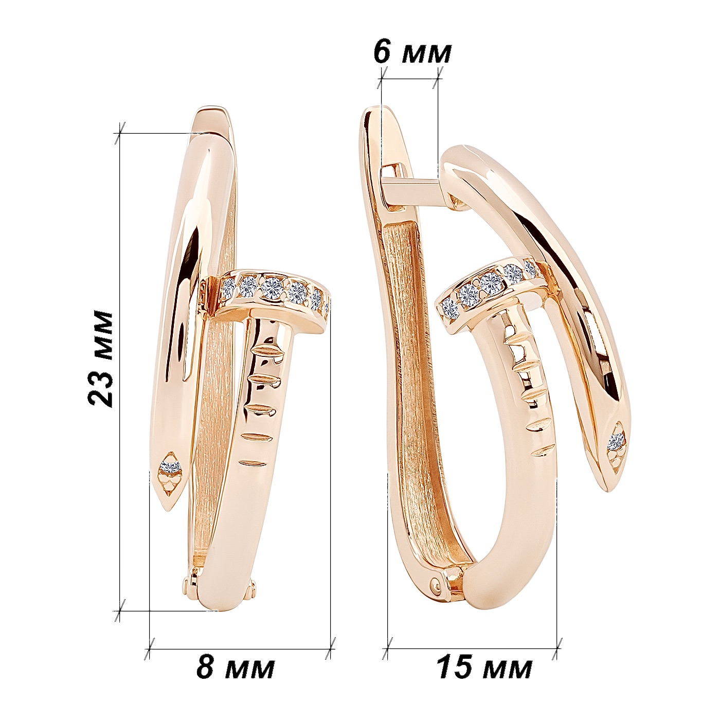 картинка Сережки у формі цвяху із червоного золота, 10530527