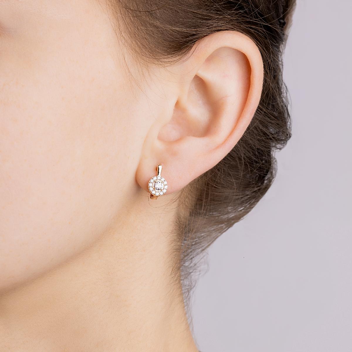 картинка Сережки з фіанітами із червоного золота, 10401684