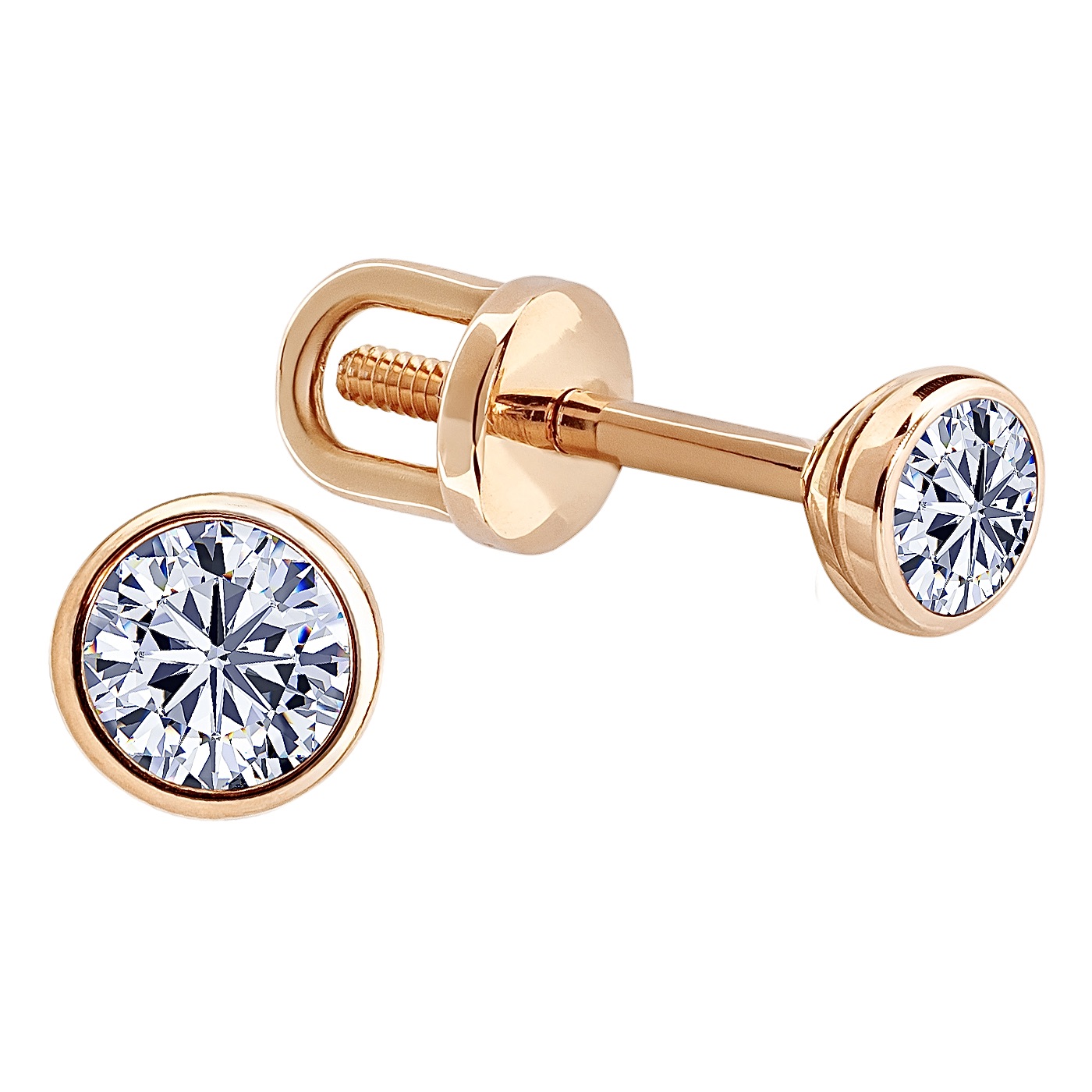 картинка Золотые серьги гвоздики с фианитами, 10395249