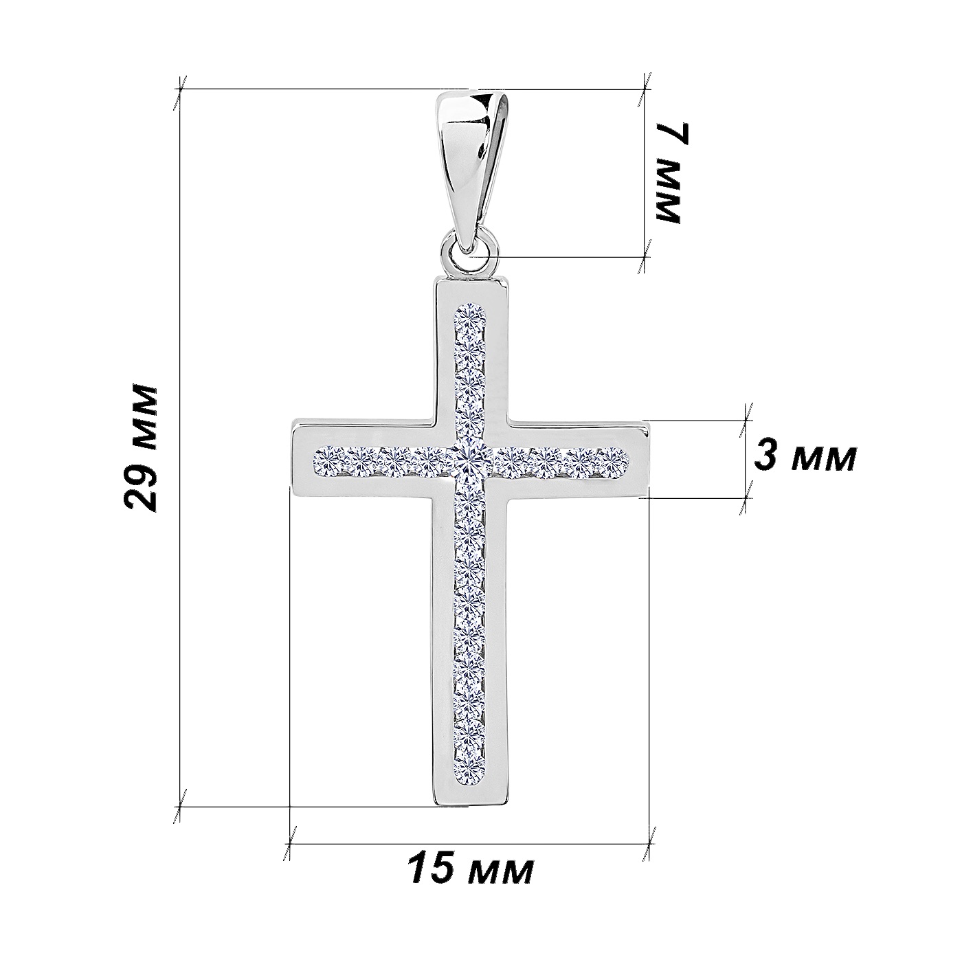 картинка Хрестик із білого золота з діамантами, 10498660