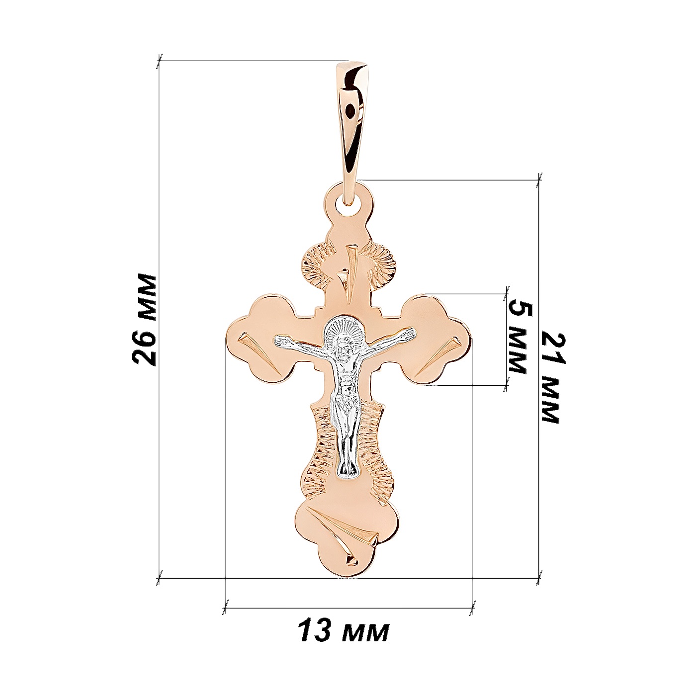 картинка Крестик из комбинированного золота, 10345694