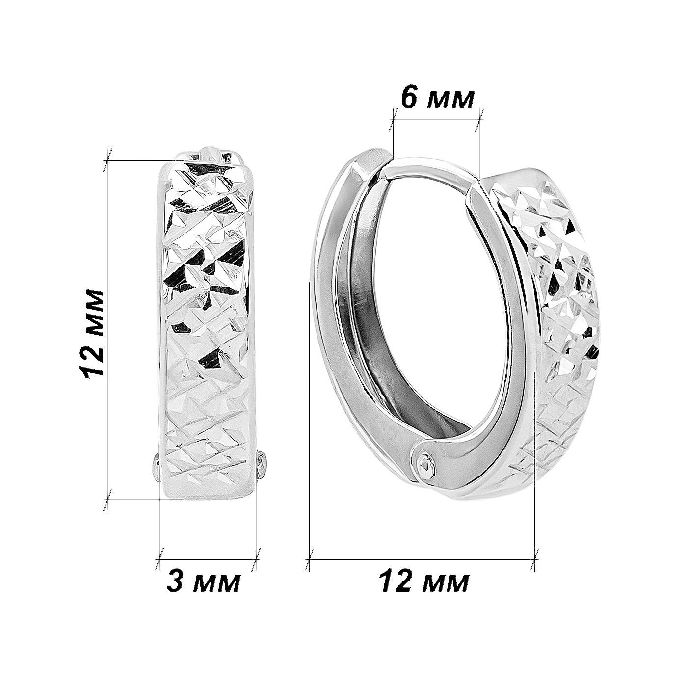 картинка Серьги конго с алмазной гранню из белого золота, 10513730
