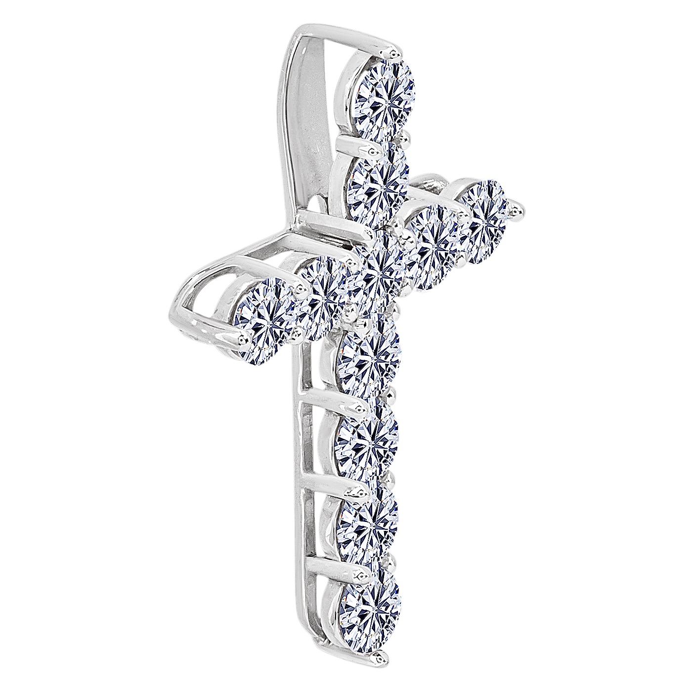 картинка Крестик с бриллиантами из белого золота, 10498264