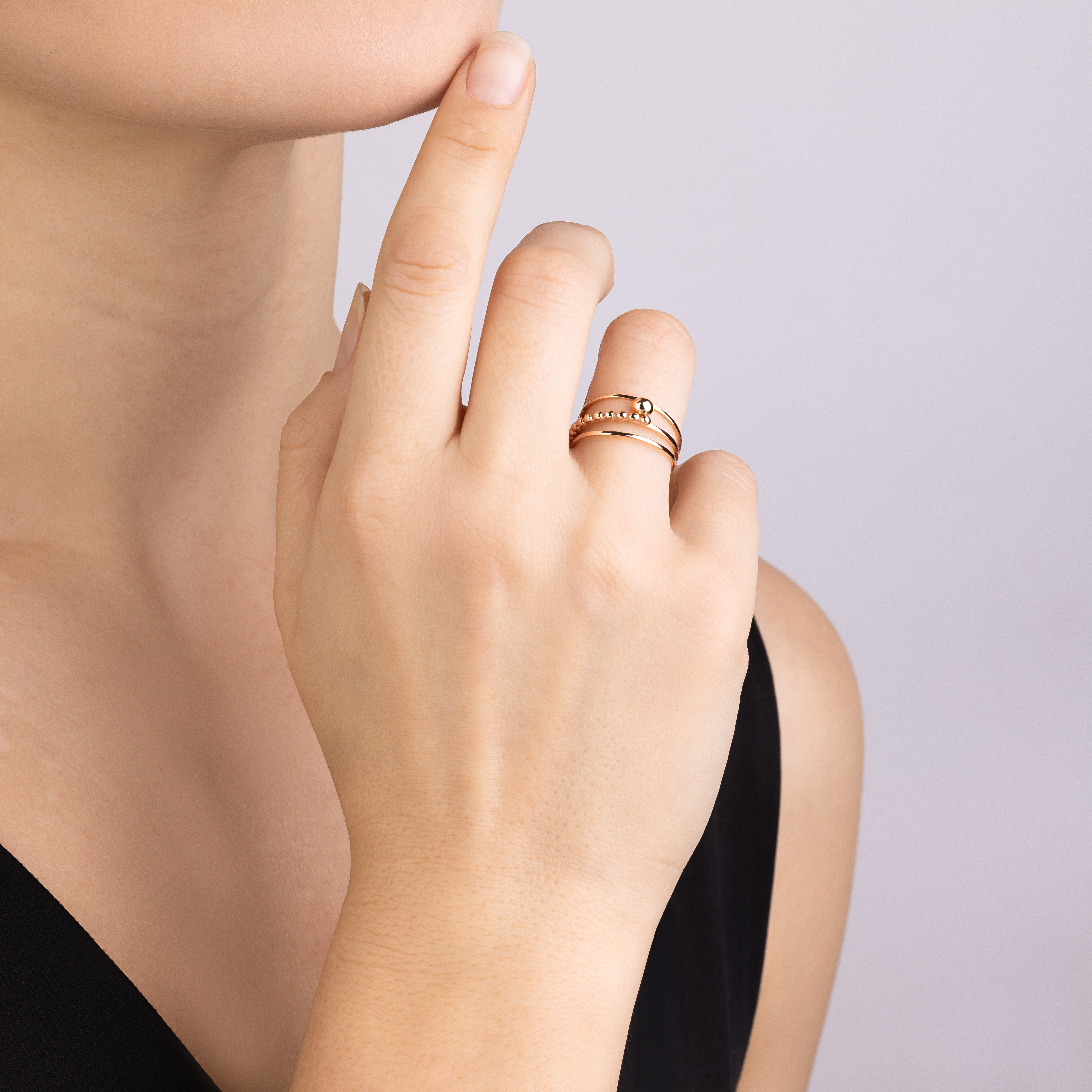 картинка Каблучка "Переплетіння" з кульками із червоного золота, 10528448