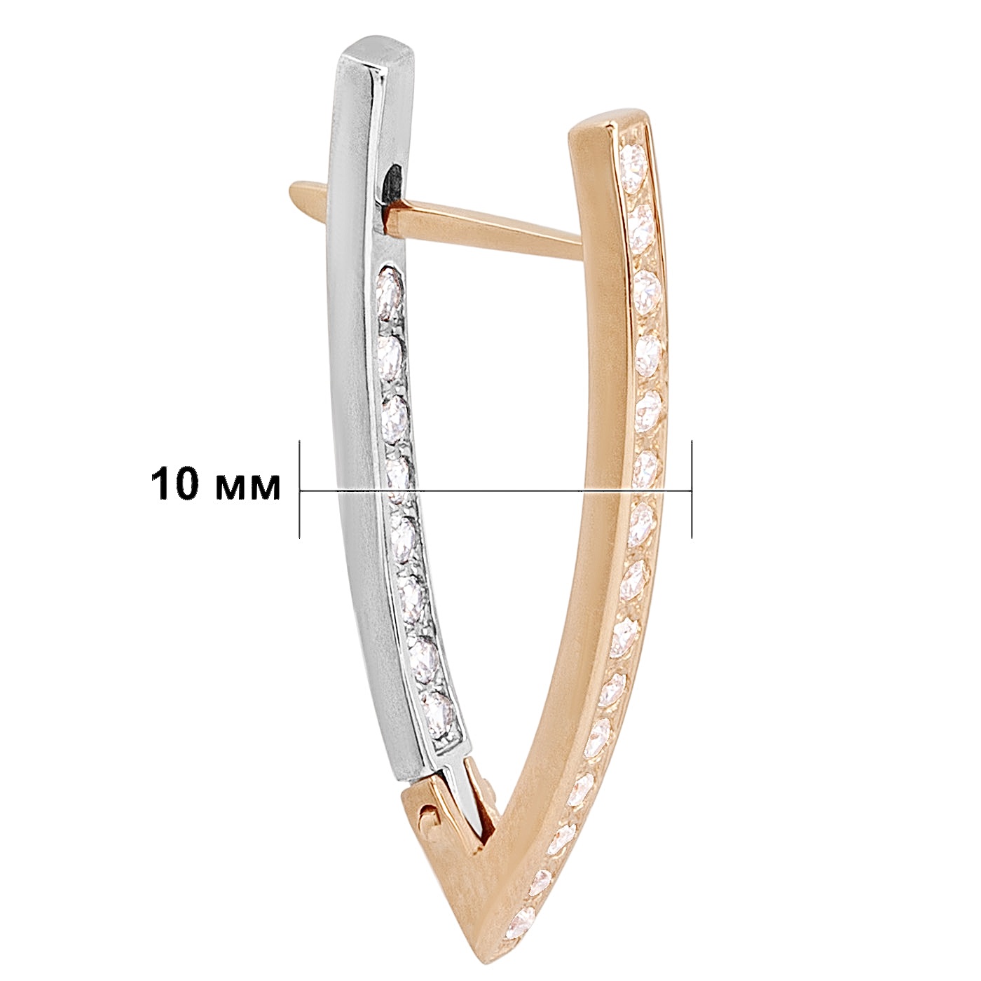 картинка Сережки-доріжки з фіанітами із комбінованого золота, 10240479