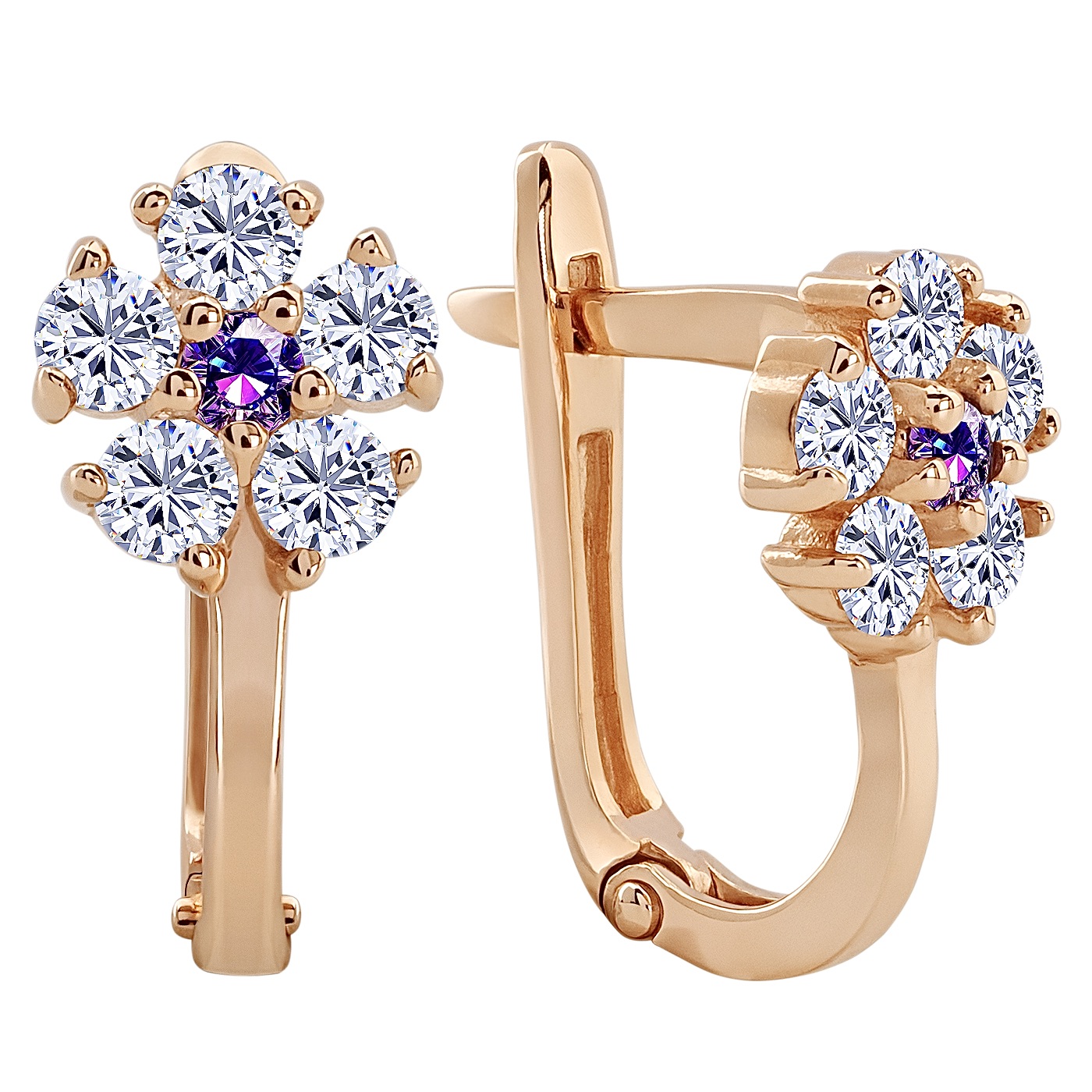 картинка Сережки "Квітка" із червоного золота, 10528151