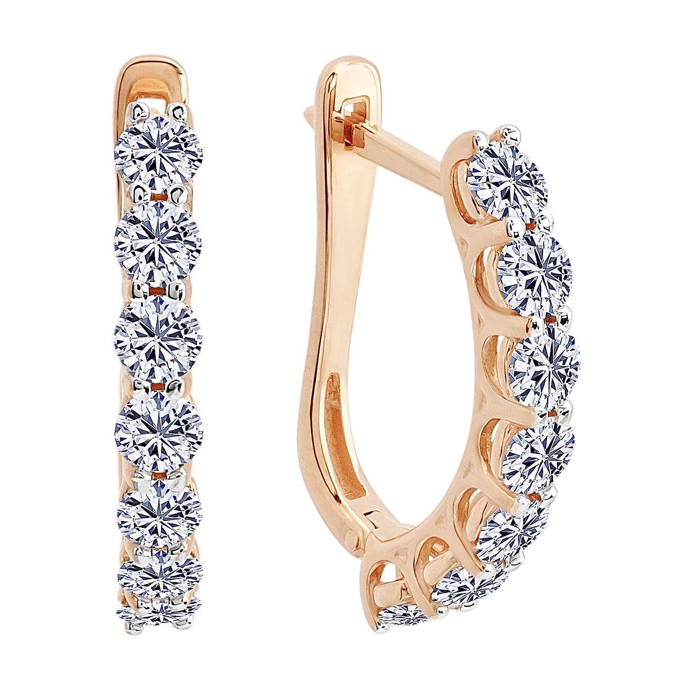 картинка Серьги с дорожкой бриллиантов из красного золота, 10491675