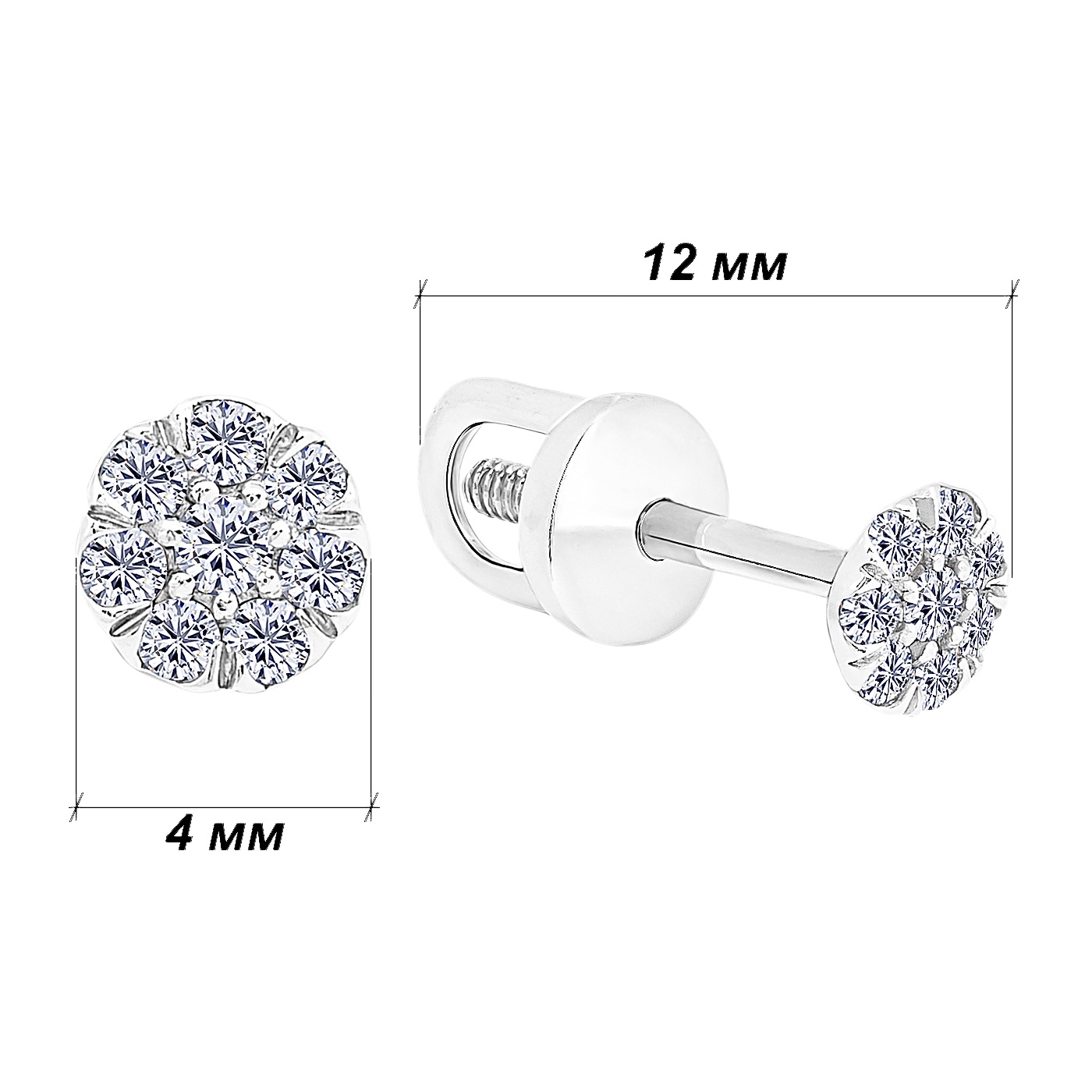 картинка Золотые серьги-пусеты с бриллиантами, 10499837