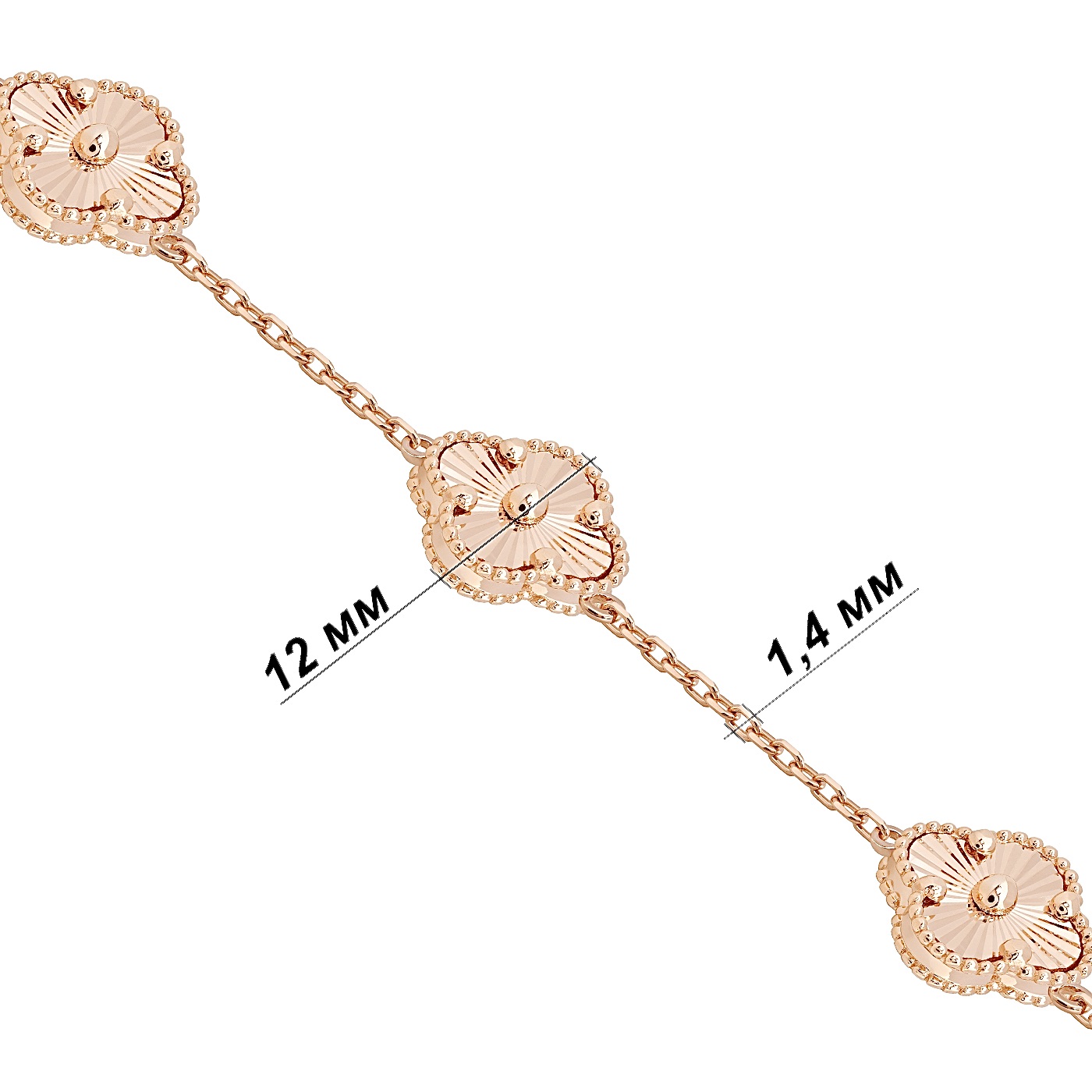 картинка  Браслет из красного золота "Клевер" с алмазной гранью, 10539261