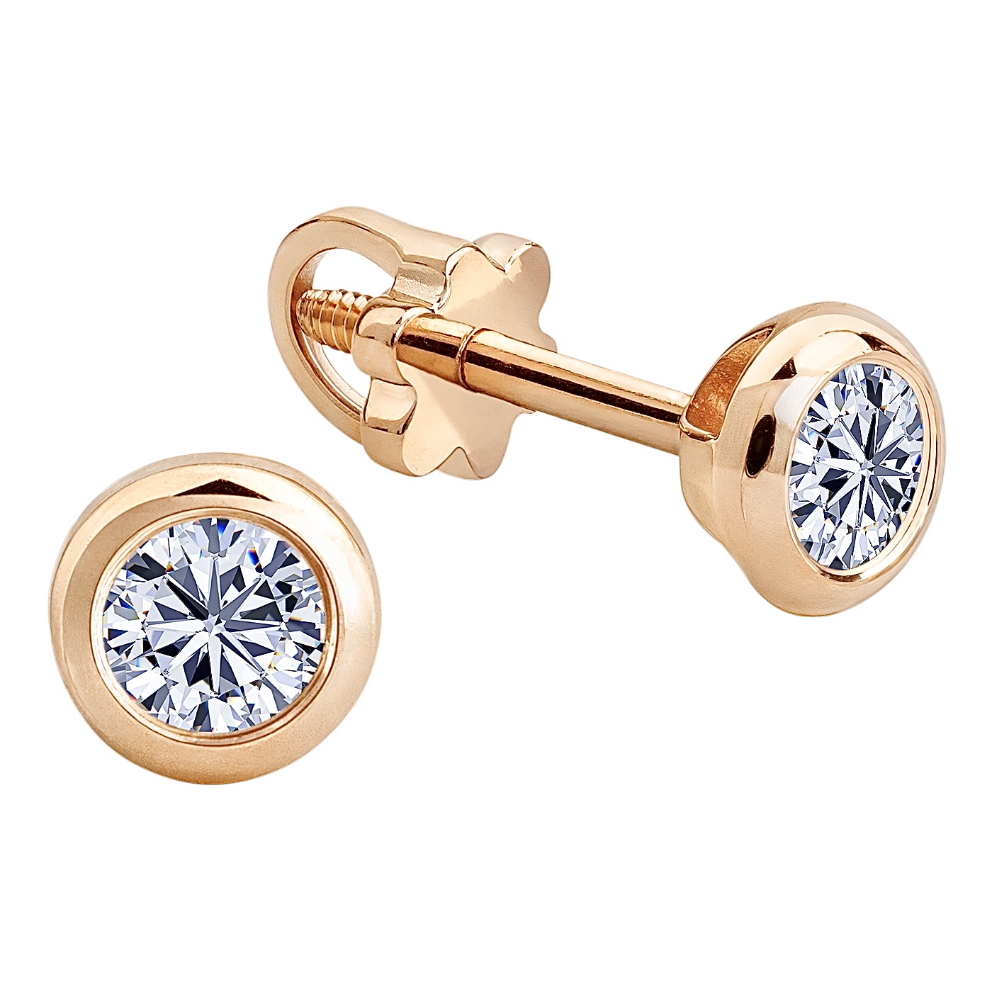 картинка Сережки гвіздочки із червоного золота з фіанітом, 10410418