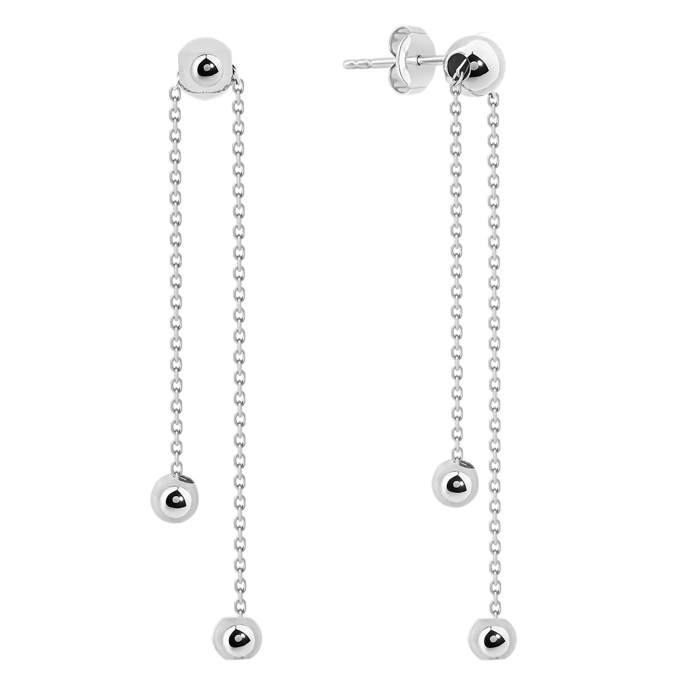 картинка Сережки-пусети з кульками із білого золота, 10530494