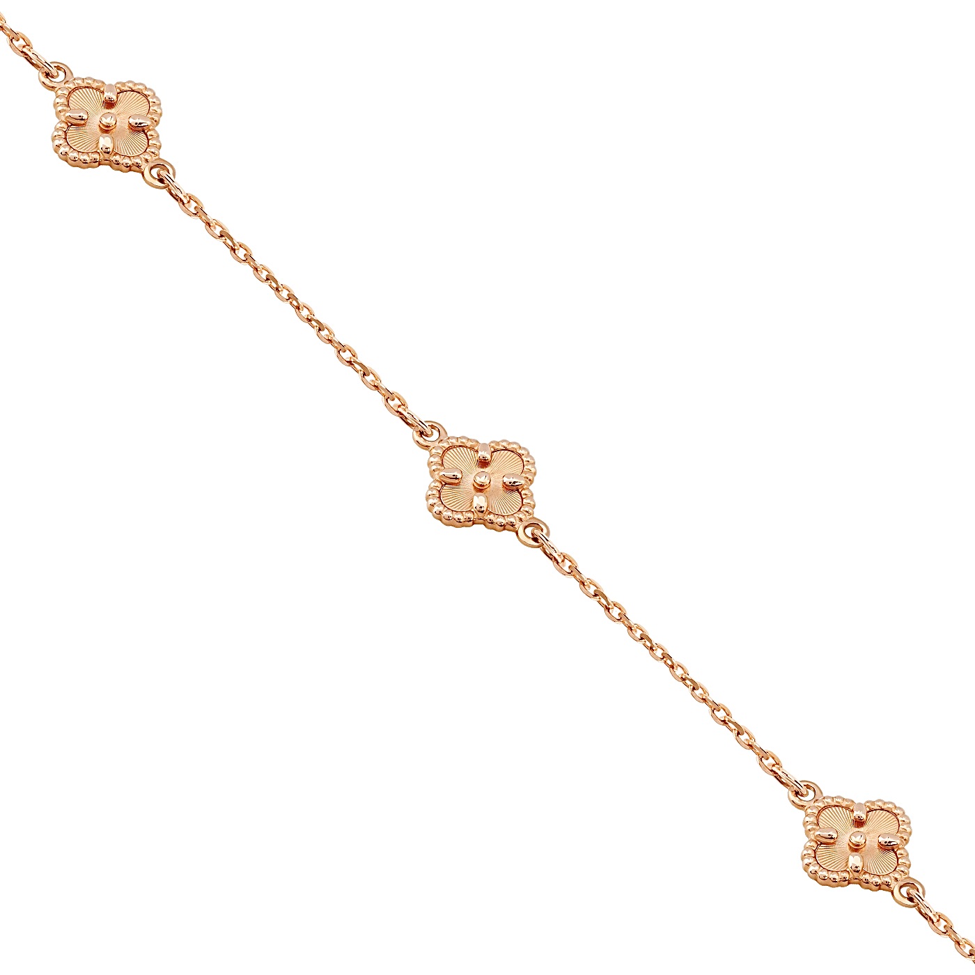 картинка Золотой браслет "Клевер" с алмазной граннью, 10519747