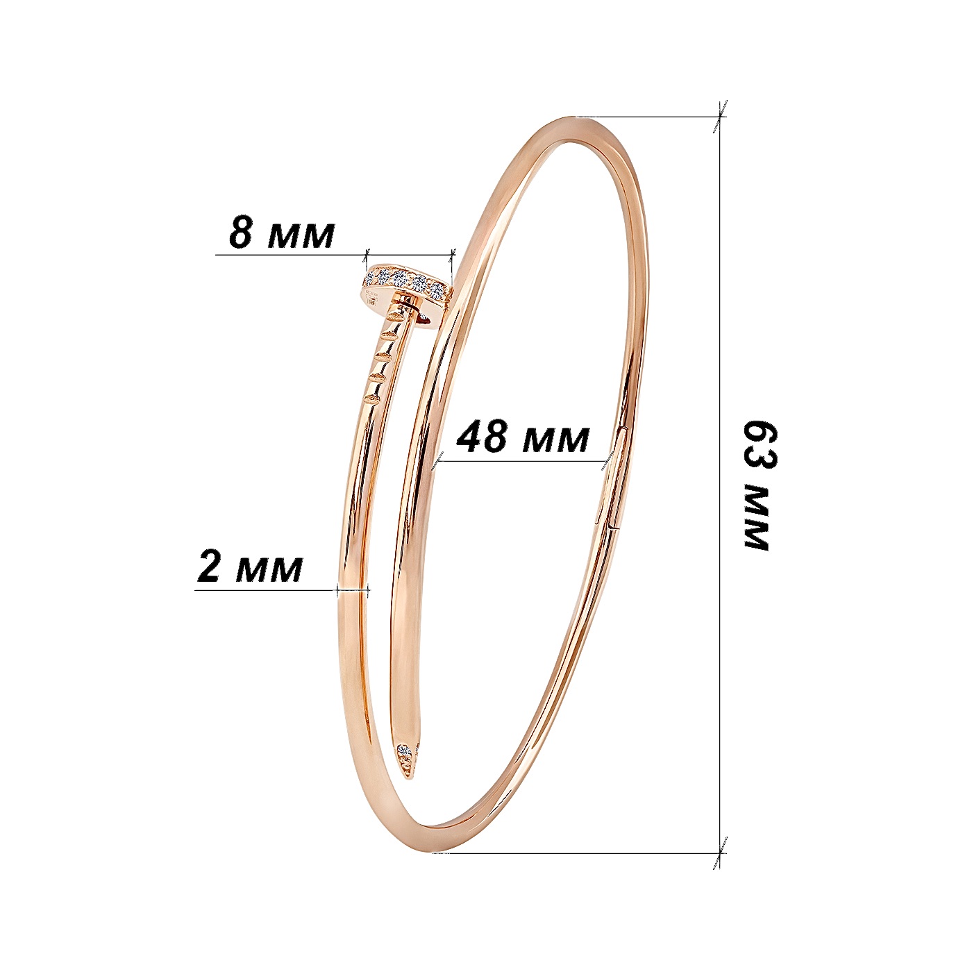 картинка Жорсткий браслет "Цвях" із червоного золота, 10500277