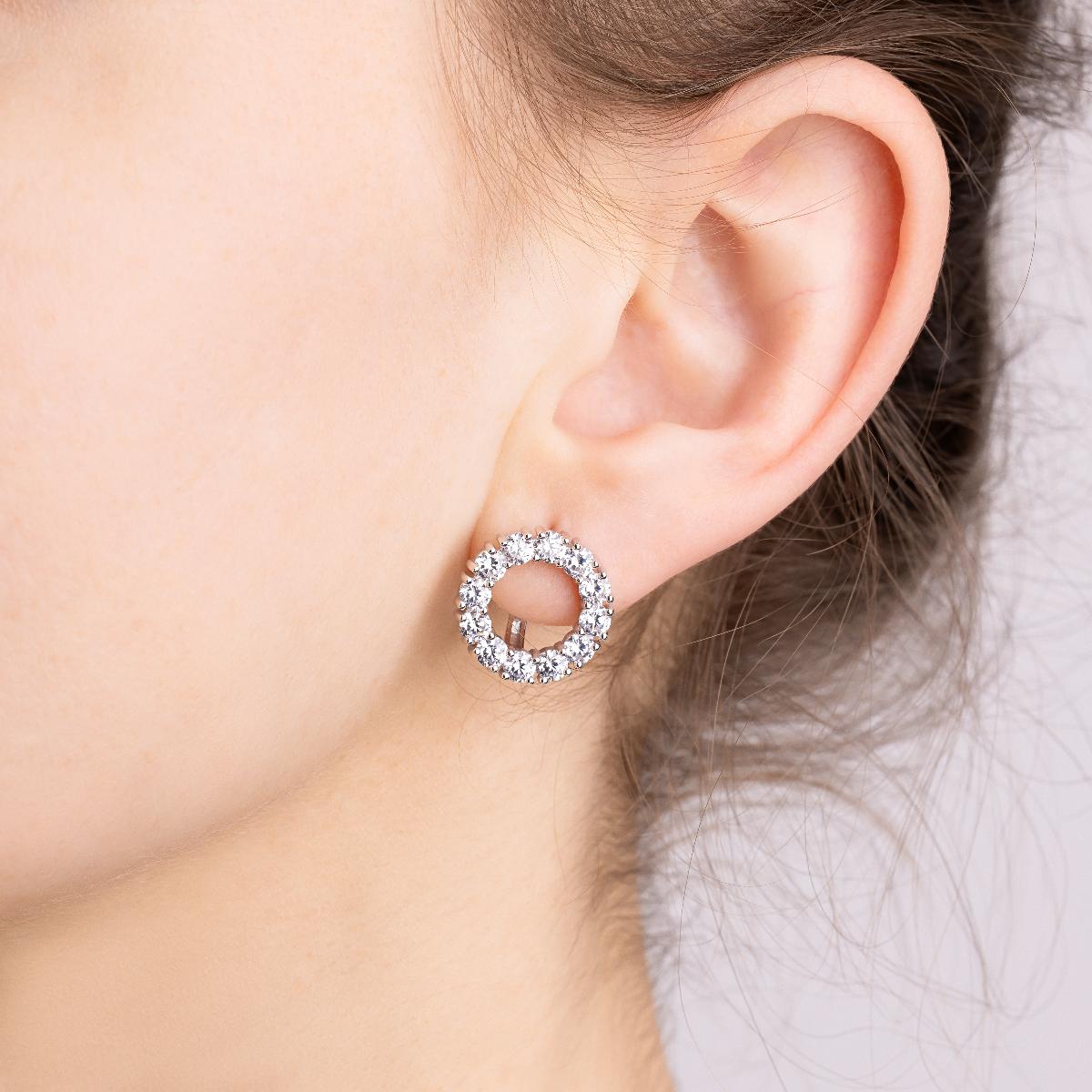 картинка Сережки з фіанітами із білого золота 585 проби, 10517844