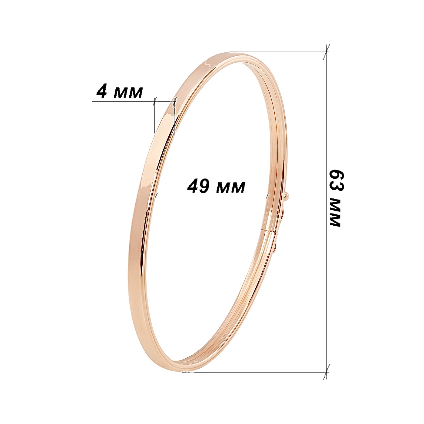 картинка Жесткий минималистичный браслет из красного золота, 10127113