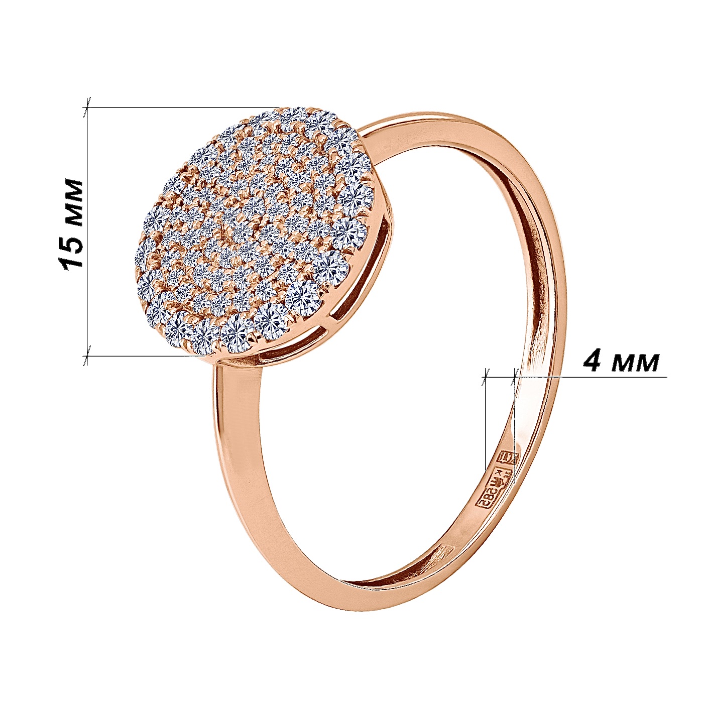 картинка Кольцо с россыпью бриллиантов из красного золота, 10417183
