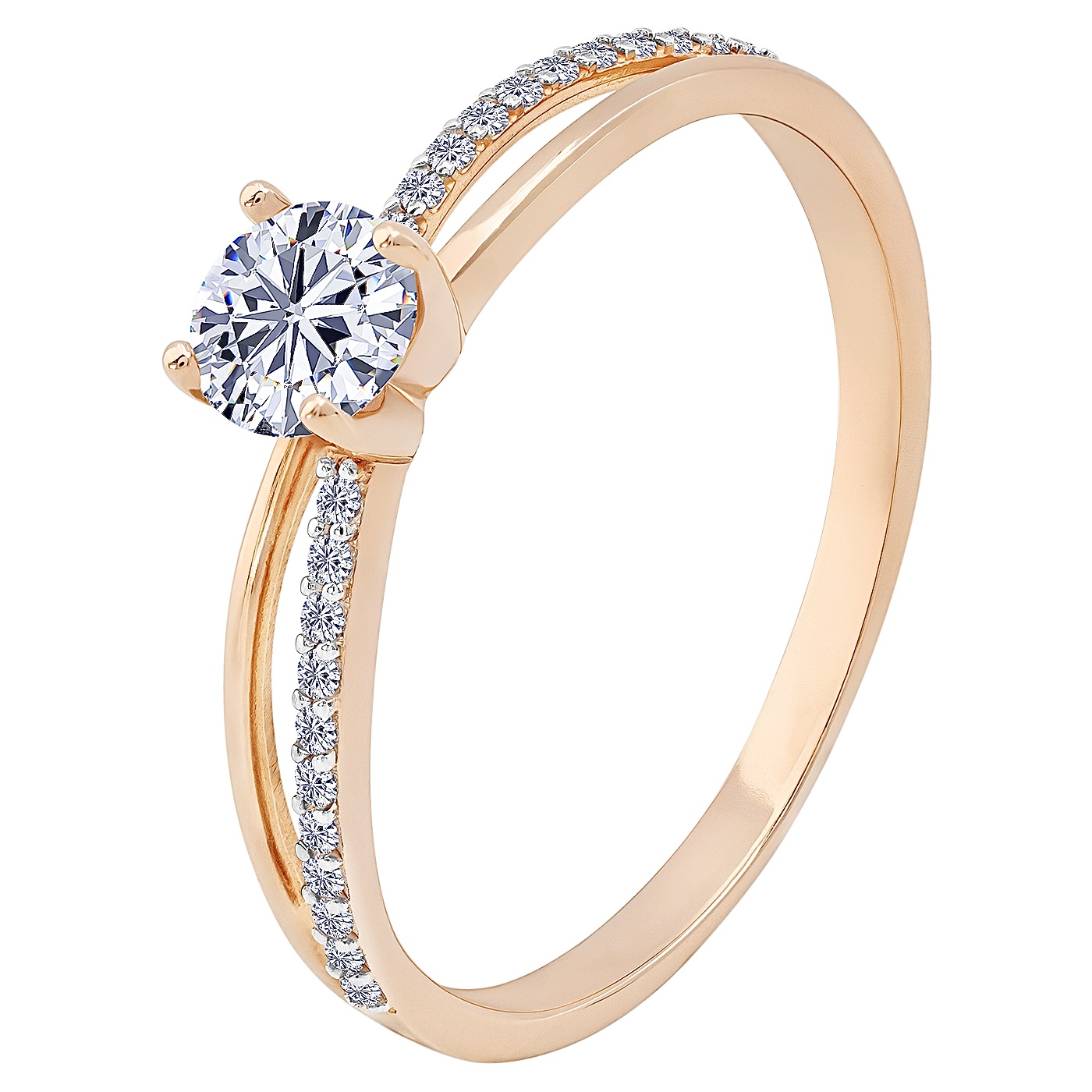 картинка Каблучка із червоного золота з фіанітами, 10388022